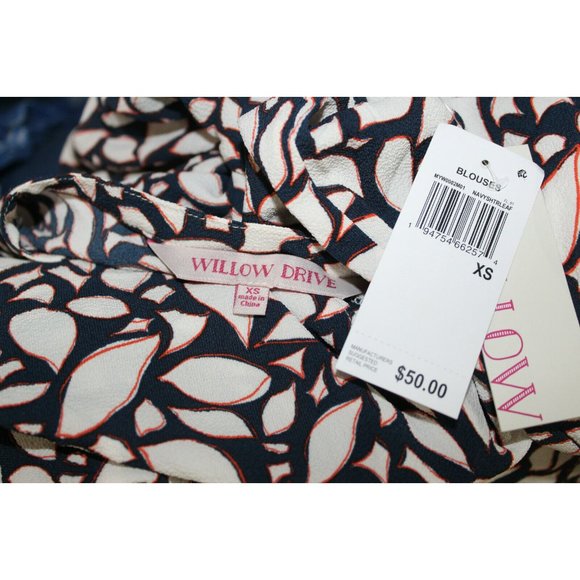 Willow Drive Womens Multicolor Gathered Puffy Sleeve V Neck Blouse XS NWT - Picture 6 of 6